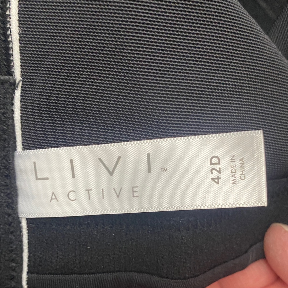 Livi Black Sports Bra with White Trim, Size 42D - Picture 4 of 4